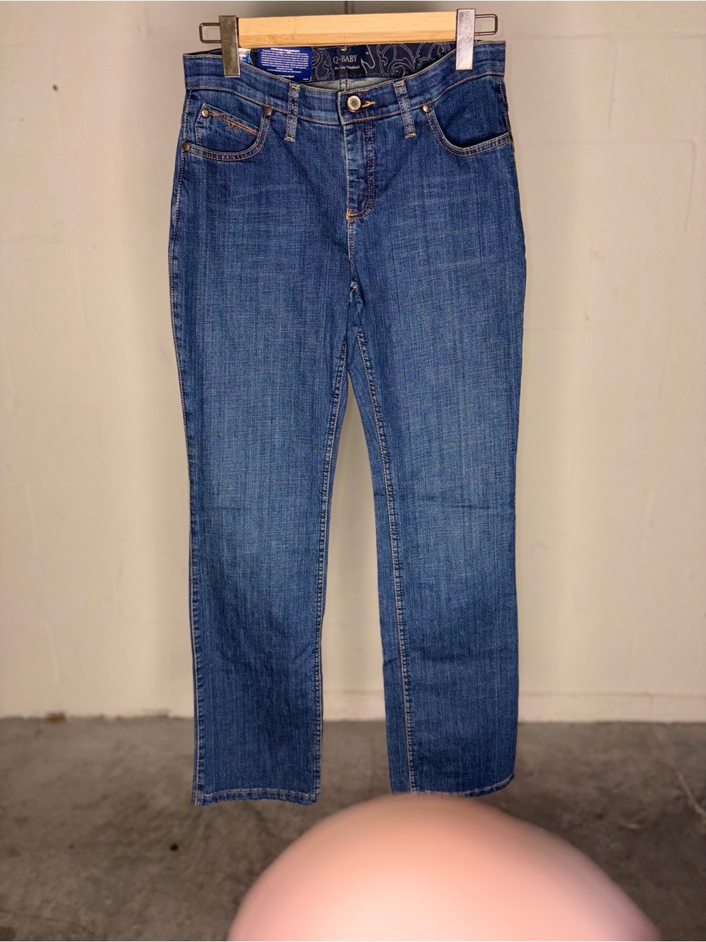 Wrangler Q-Baby Riding Jeans Mid-Rise No Gap Waist Comfort Seam 5/6 x 34 Long
